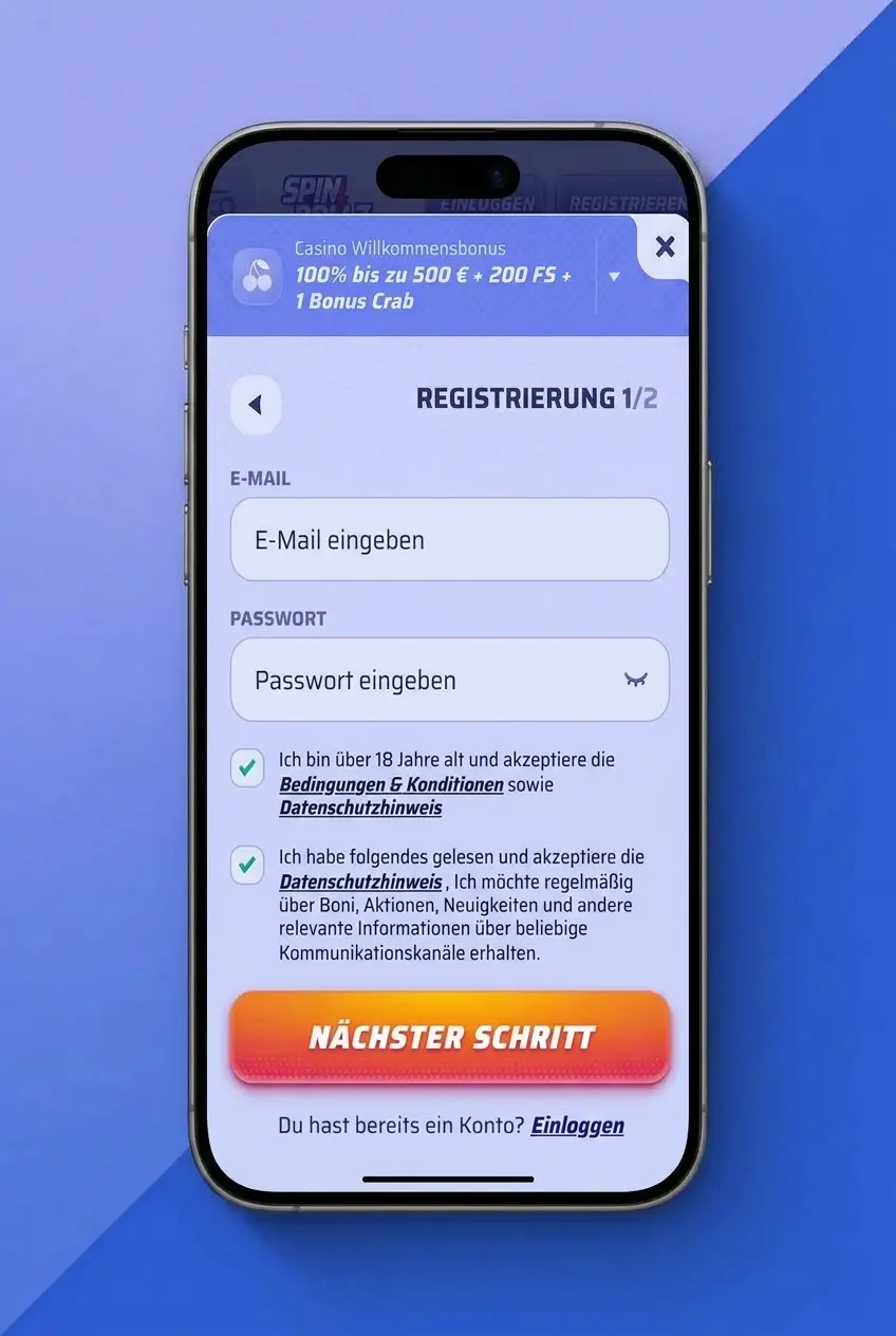 Spinrollz Casino Registrierung in 5 Schritten
