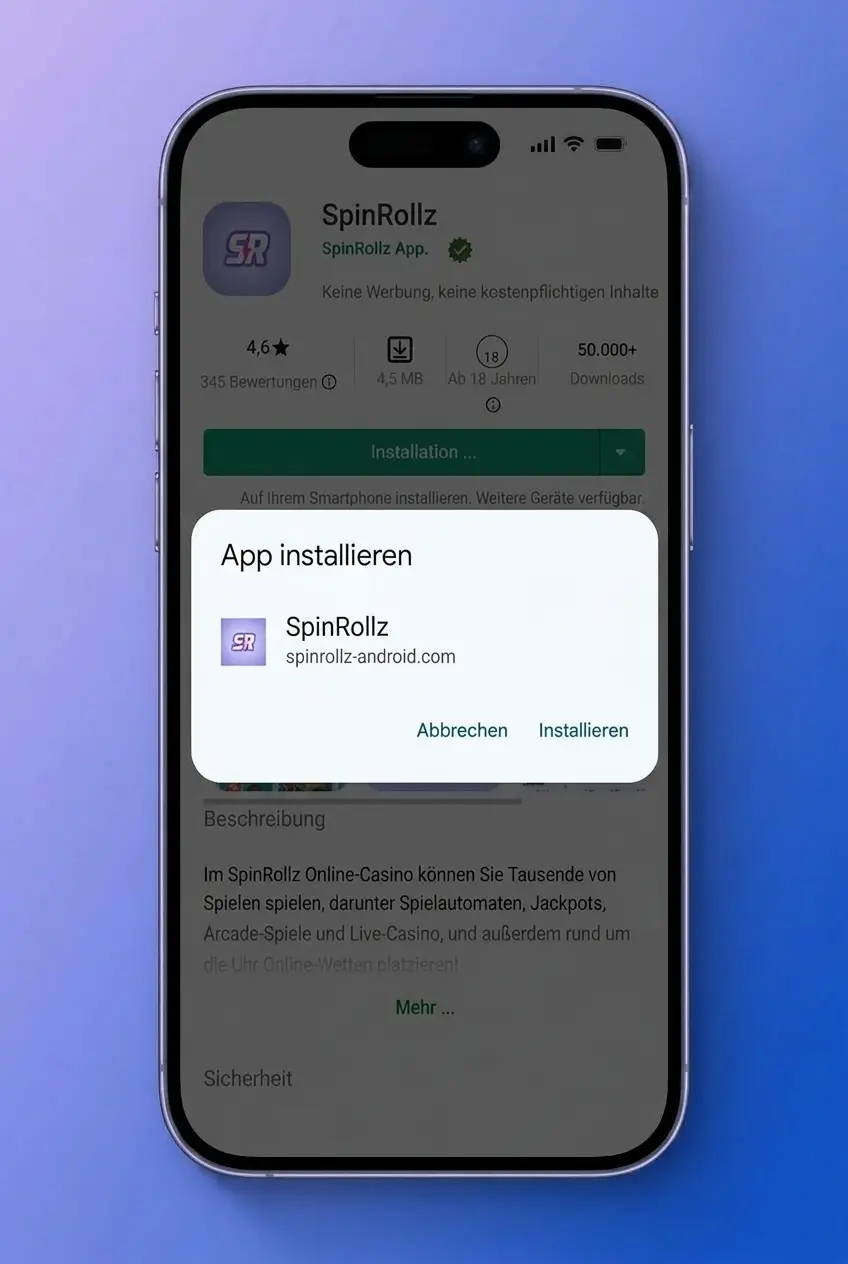 Android Smartphone mit Spinrollz App