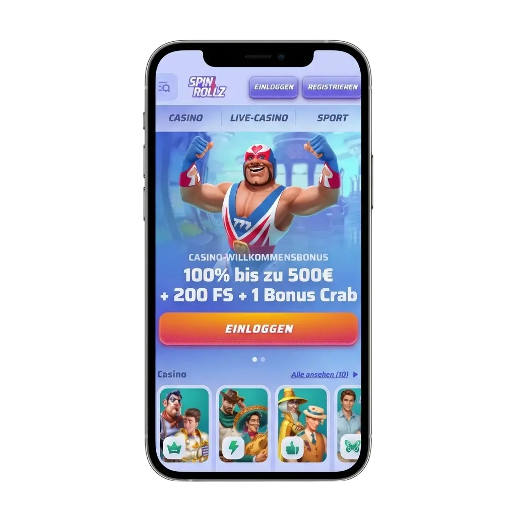 Spinrollz App auf einem Smartphone für Android und iOS