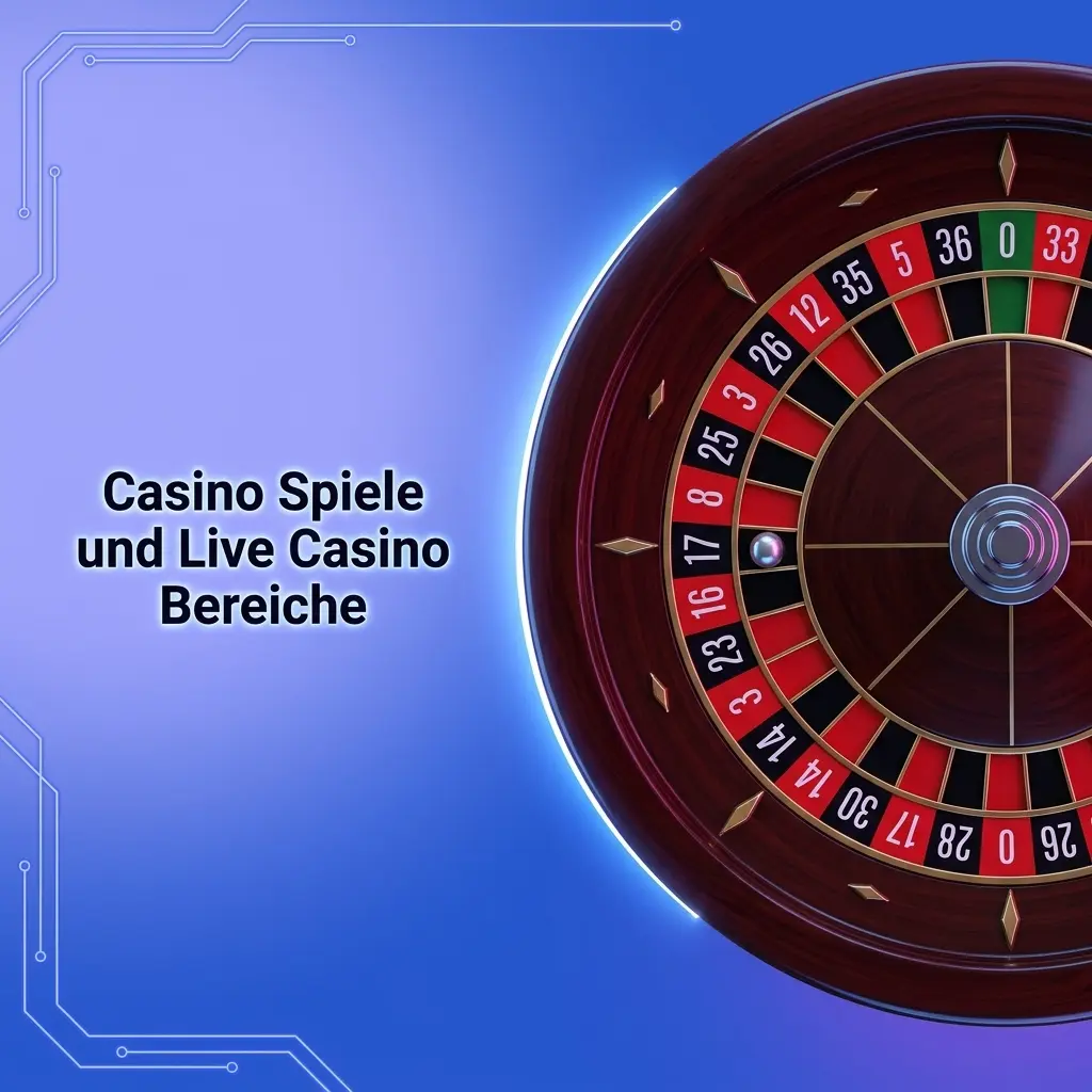 Casino Spiele und Live Casino Bereiche mit Spielautomaten und Tischspielen