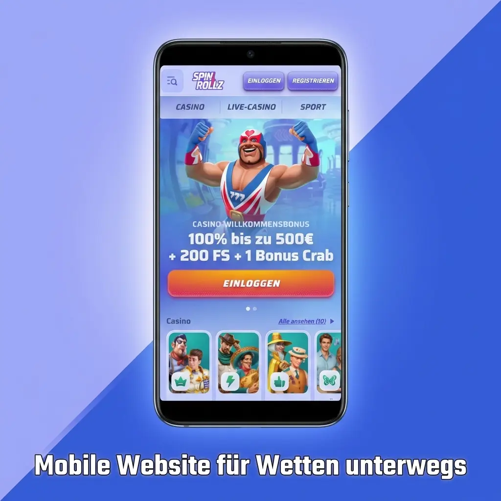 Mobile Spinrollz Website für Wetten unterwegs
